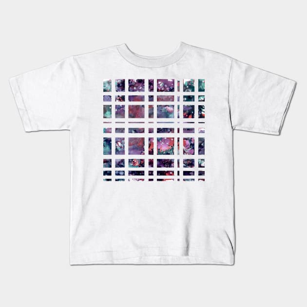 Purple watercolour grid Kids T-Shirt by LeighsDesigns